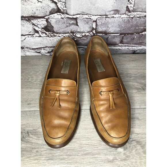 Gianni Versace Brown Leather Slip On Tassel Bow Dress Loafers Shoes Men Sz 9B US - Picture 14 of 16